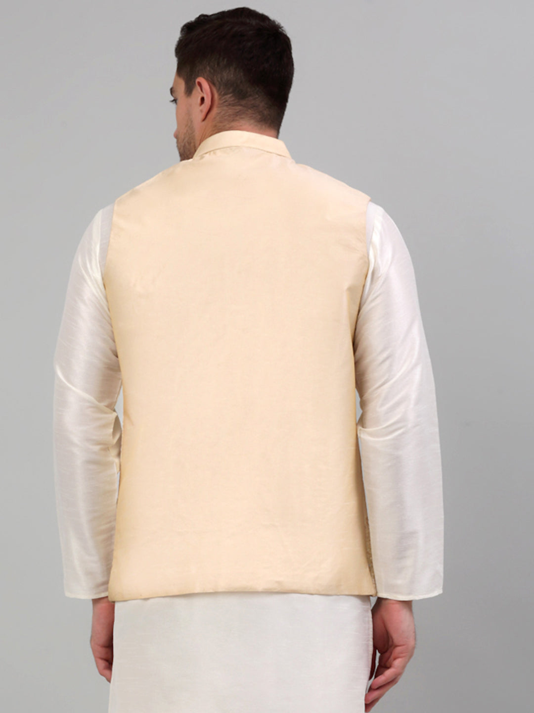 Jompers Men's Embroidered Nehru Jacket - Golden