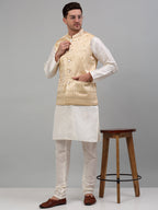 Jompers Men's Embroidered Nehru Jacket - Golden