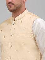 Jompers Men's Embroidered Nehru Jacket - Golden
