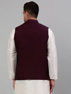 Jompers Men's Embroidered Nehru Jacket - Purple