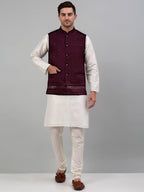 Jompers Men's Embroidered Nehru Jacket - Purple