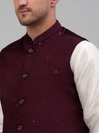 Jompers Men's Embroidered Nehru Jacket - Purple