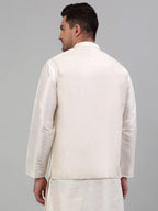 Jompers Men's Embroidered Nehru Jacket - White