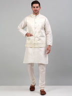 Jompers Men's Embroidered Nehru Jacket - White