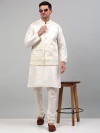 Jompers Men's Embroidered Nehru Jacket - White