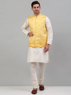Jompers Men's Embroidered Nehru Jacket - Yellow