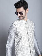 Jompers Men's Woven Design Nehru Jacket - Cream