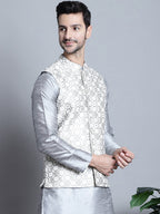 Jompers Men's Woven Design Nehru Jacket - Cream