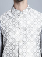 Jompers Men's Woven Design Nehru Jacket - Cream