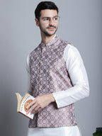 Jompers Men's Woven Design Nehru Jacket - Magenta