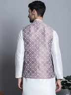 Jompers Men's Woven Design Nehru Jacket - Magenta