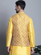 Jompers Men's Woven Design Nehru Jacket - Mustard