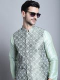 Jompers Men's Woven Design Nehru Jacket - Pista