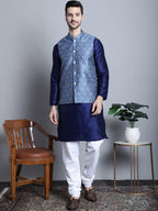 Jompers Men's Printed Nehru Jacket - Blue