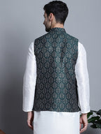 Jompers Men's Printed Nehru Jacket - Olive