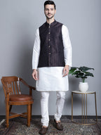 Jompers Men's Woven Design Nehru Jacket - Purple