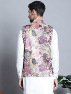 Jompers Men's Printed With Zari Work Nehru Jacket - Purple