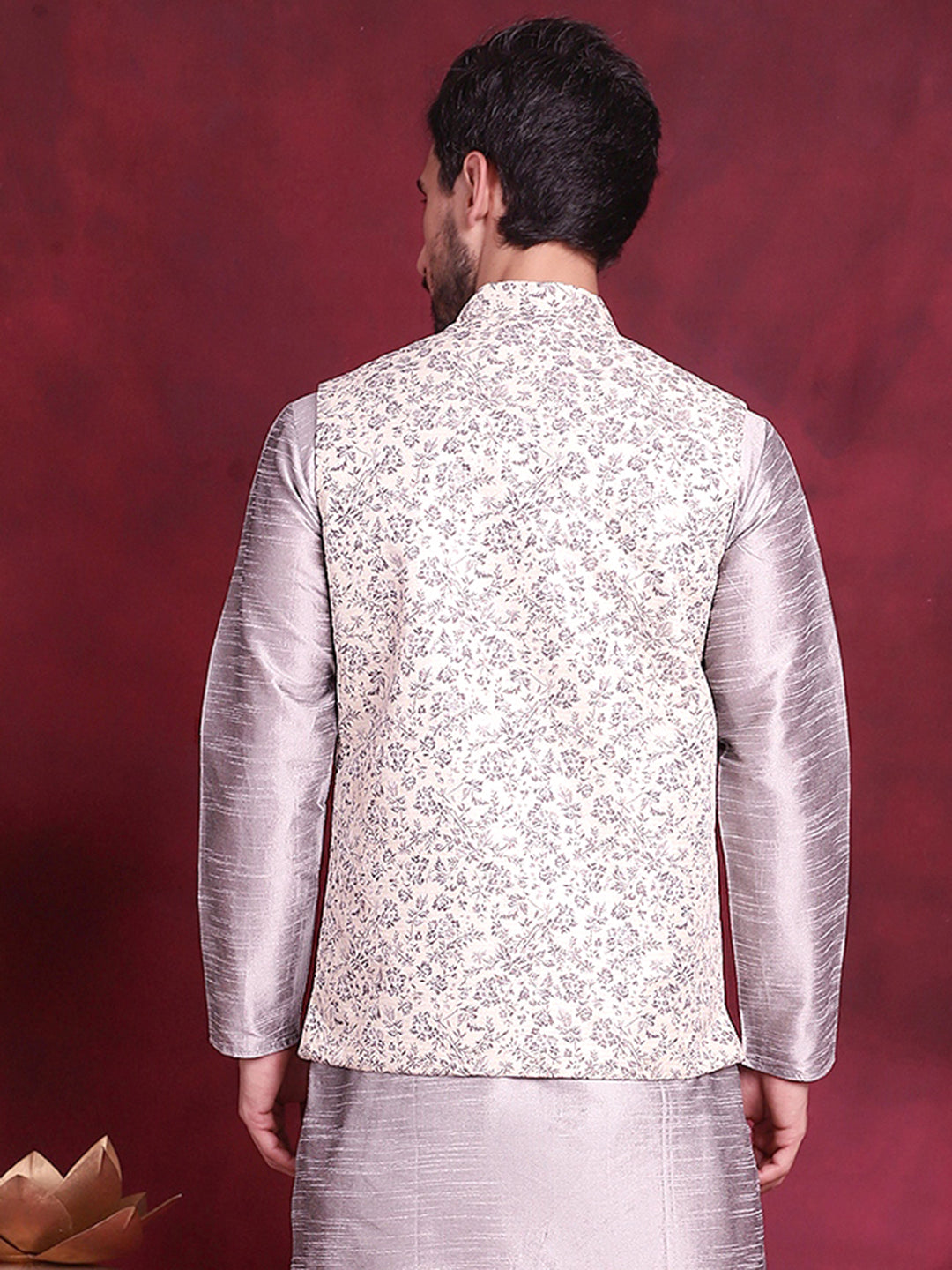 Jompers Men's Woven Design Nehru Jacket - Grey