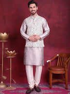 Jompers Men's Woven Design Nehru Jacket - Grey