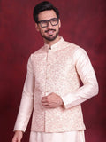Jompers Men's Woven Design Nehru Jacket - Pink