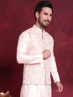 Jompers Men's Woven Design Nehru Jacket - Pink