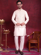 Jompers Men's Woven Design Nehru Jacket - Pink