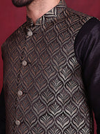 Jompers Men's Woven Design Nehru Jacket - Golden