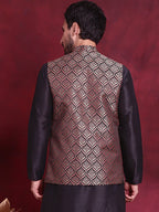Jompers Men's Woven Design Nehru Jacket - Maroon