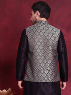 Jompers Men's Woven Design Nehru Jacket - Silver