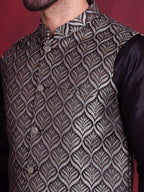 Jompers Men's Woven Design Nehru Jacket - Silver