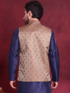 Jompers Men's Woven Design Nehru Jacket - Brown