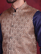 Jompers Men's Woven Design Nehru Jacket - Brown