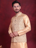 Jompers Men's Woven Design Nehru Jacket - Cream