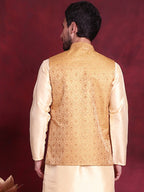 Jompers Men's Woven Design Nehru Jacket - Mustard