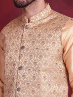 Jompers Men's Woven Design Nehru Jacket - Cream