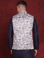 Jompers Men's Floral Printed Nehru Jacket - White
