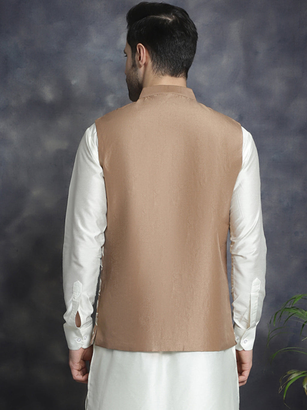 Jompers Men's embroidered Nehru Jacket - Brown