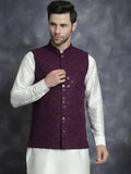 Jompers Men's embroidered and sequins Nehru Jacket - Purple