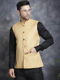 Jompers Men's Woven Design Nehru Jacket - Beige
