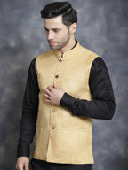 Jompers Men's Woven Design Nehru Jacket - Beige