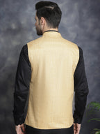 Jompers Men's Woven Design Nehru Jacket - Beige