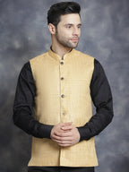Jompers Men's Woven Design Nehru Jacket - Beige