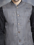 Jompers Men's Woven Design Nehru Jacket - Charcoal