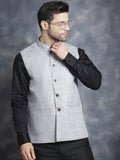 Jompers Men's Woven Design Nehru Jacket - Grey
