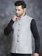 Jompers Men's Woven Design Nehru Jacket - Grey