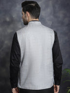 Jompers Men's Woven Design Nehru Jacket - Grey