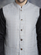 Jompers Men's Woven Design Nehru Jacket - Grey