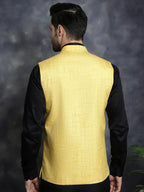 Jompers Men's Woven Design Nehru Jacket - Yellow
