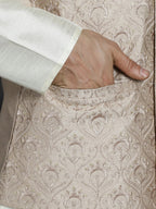 Jompers Men's Sequins and Embroidred Nehru Jacket - Peach