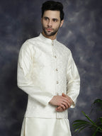 Jompers Men's Sequins and Embroidred Nehru Jacket - White